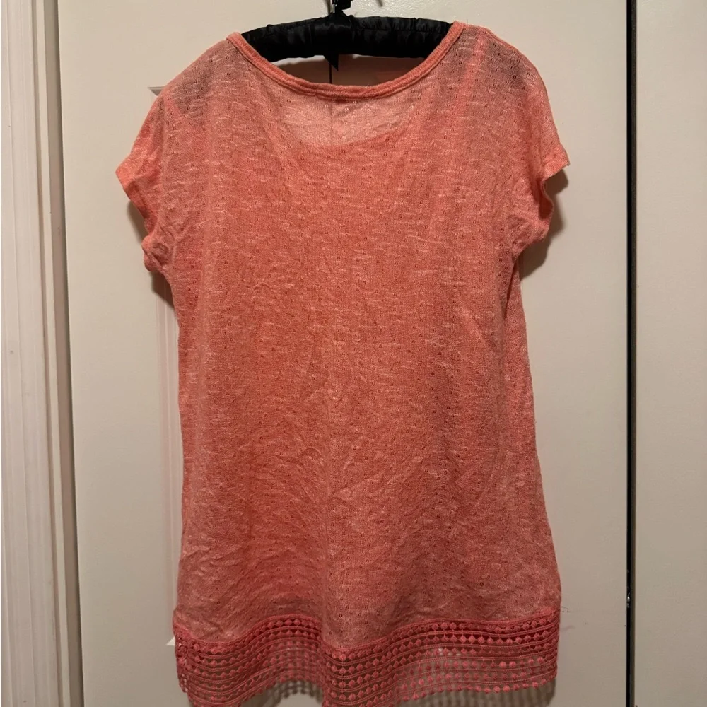 Self Esteem Girls Coral Moon Graphic Tank Top Lace Hem Size 14/16